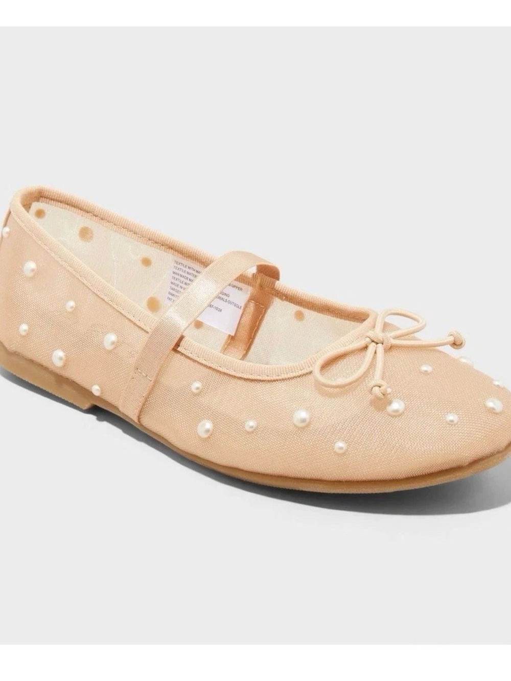 art class Peach Pearl-Embellished Mary Jane Ballet Flat b64se